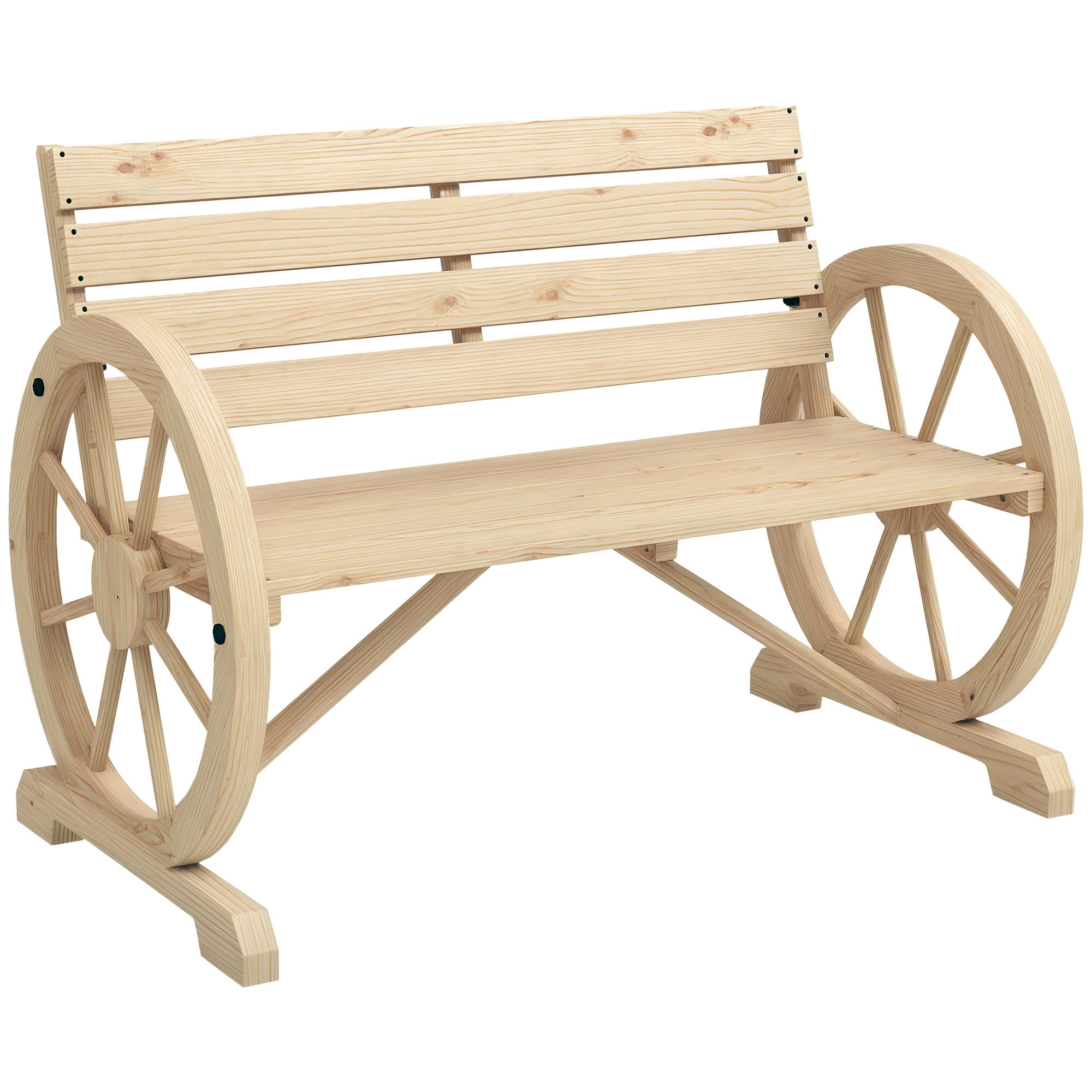 GARTENBANK DE-08278 Wagenrad-Design für 2 Personen Natur - Naturfarben, Holz (105.5/79/56cm) - ComfortXL