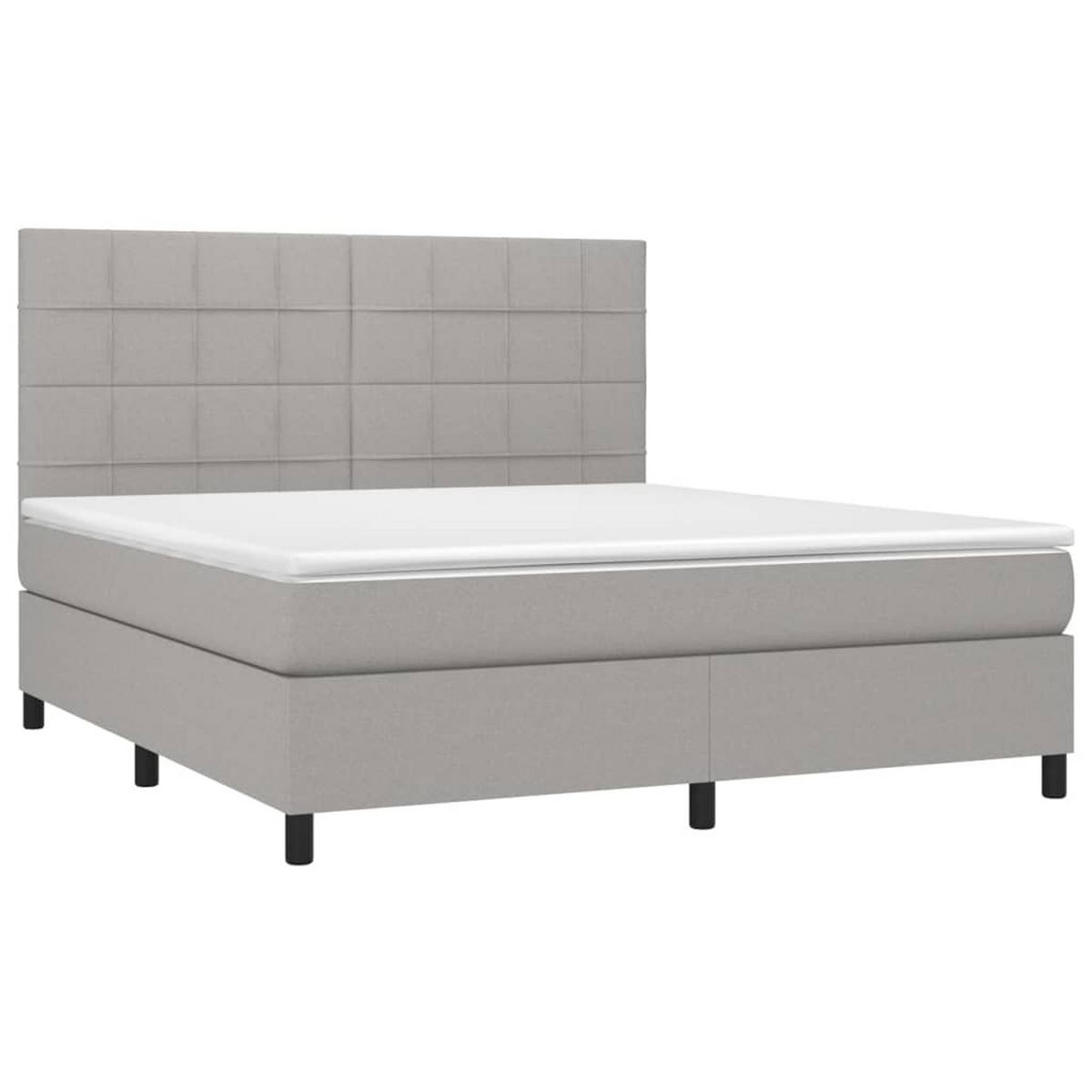 BOXSPRINGBETT Mit Matratze Hellgrau 160/200 Cm Stoff - Weiß, Textil (160/200cm) - vidaXL