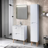 BADMÖBEL-SET 7Teile - Fiji White F BM25 in Weiß/Matt - Weiß, Holz (80/166/46cm)
