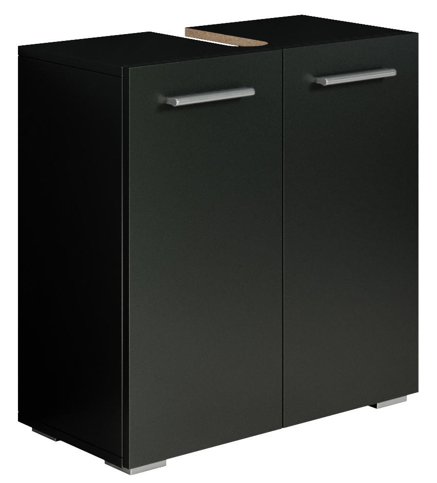 WASCHBECKENUNTERSCHRANK Jupiter 2 Türen Schwarz - 60 x 30 x 60 cm - Schwarz, Holz (60/60/30cm) - Badplaats