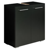 WASCHBECKENUNTERSCHRANK Jupiter 2 Türen Schwarz - 60 x 30 x 60 cm - Schwarz, Holz (60/60/30cm) - Badplaats
