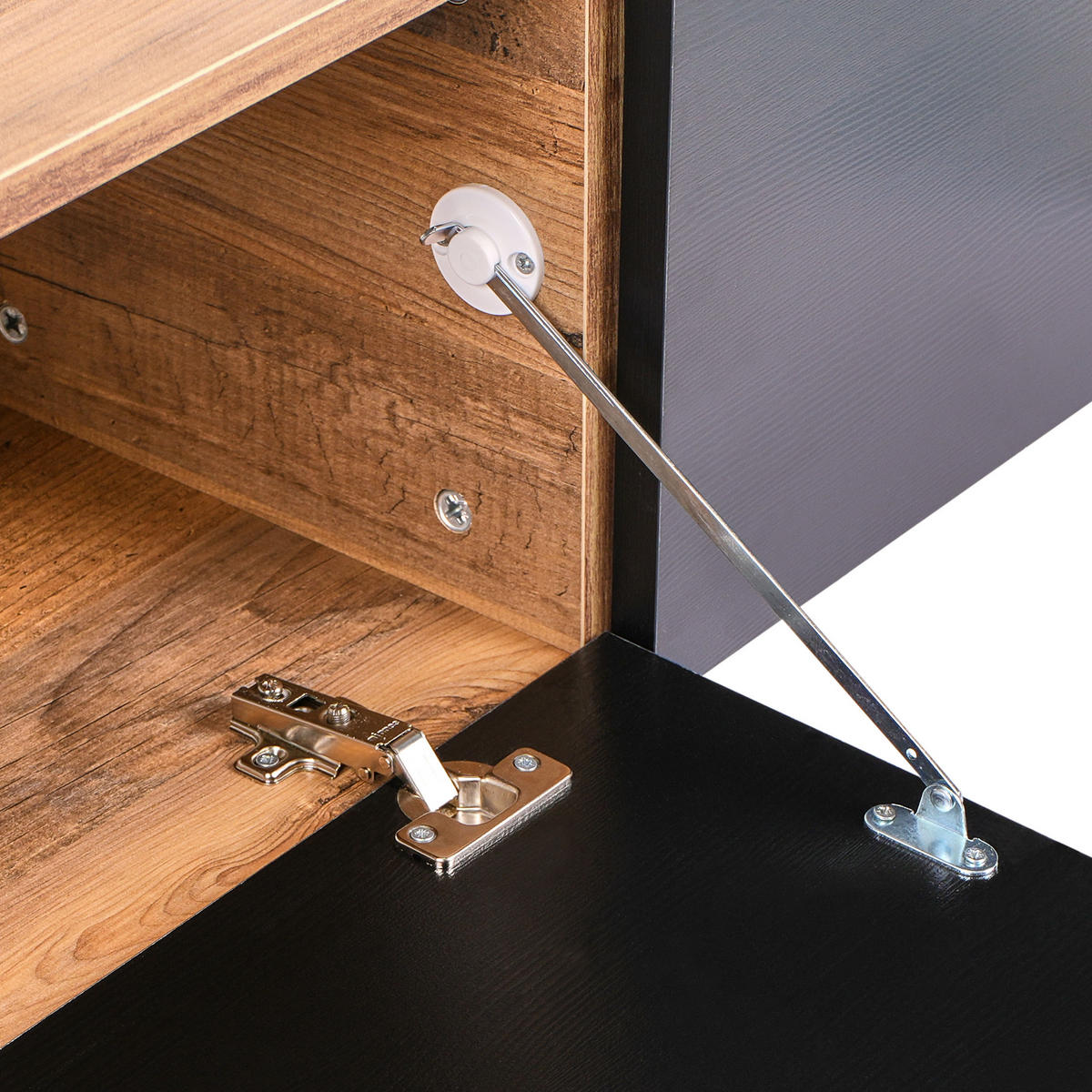 WANDMONTIERTER-TV-SCHRANK Schwarz/Braun Gladstone - Schwarz/Braun, Holzwerkstoff (180/30/32cm) - Beliani