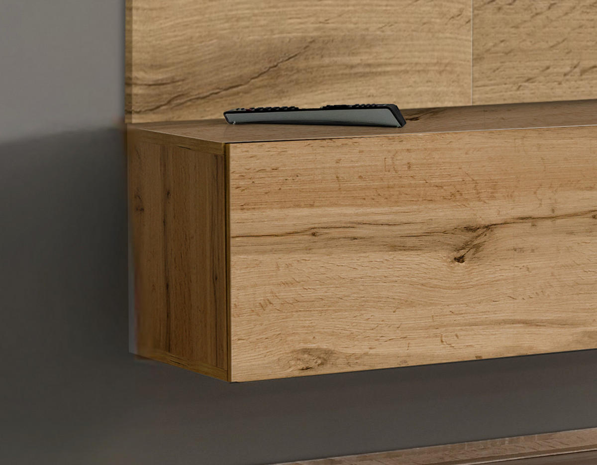 TV-LOWBOARD Eiche Wotan 180 cm hängend, Set inklusive Akustikpaneel - Eiche Wotan, Holzwerkstoff (180/148/40cm) - Inn.Furn