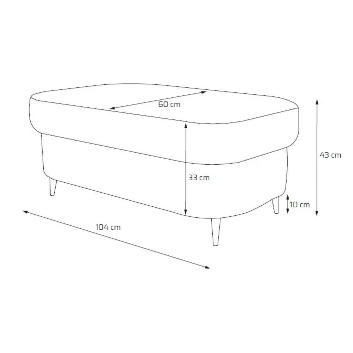 POUF PRIAM 104 x 60 cm Velours Grau - Schwarz/Grau, Holz/Textil (104/43/60cm) - Muffo