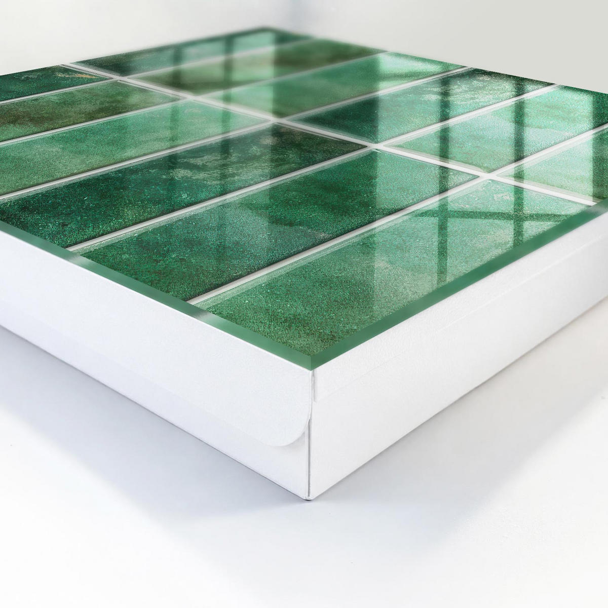 SCHLÜSSELBOX Weiß 30x30 cm – Türöffnung nach rechts - Grünes Muster - Grün, Metall (30/30/5cm) - TULUP
