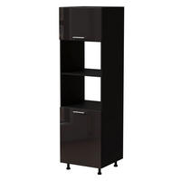 BACKOFENUMBAUSCHRANK Essen D14/RU/60/207 Schwarz Hochglanz / Schwarz Matt 60 / 59 / 207cm - Schwarz Hochglanz/Schwarz, Holz/Holzwerkstoff (60/207/59cm) - Feldmann-Wohnen