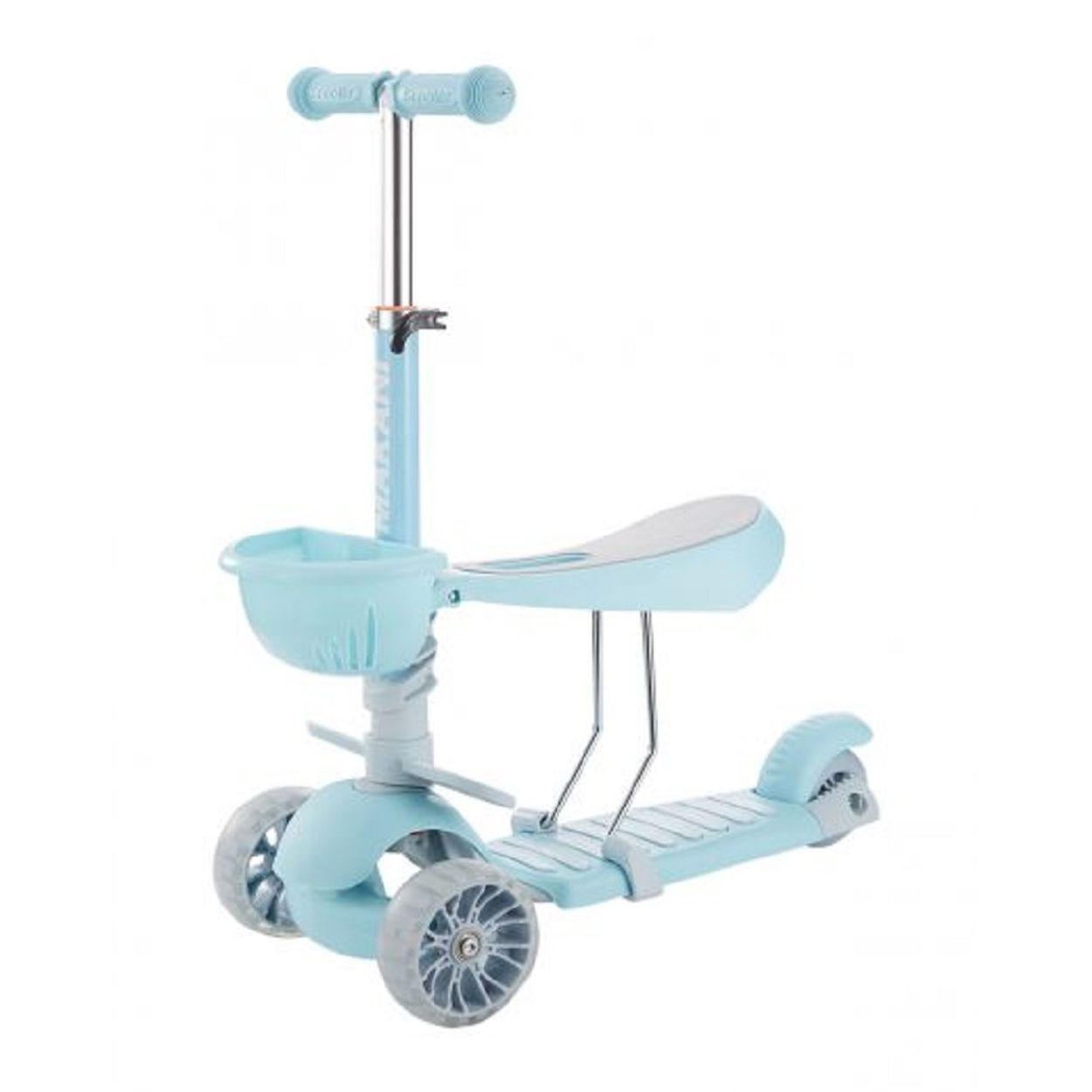 KINDERROLLER BonBon 3 in 1 blau Dreirad, LED-Vorderräder, höhenverstellbar - Blau, Kunststoff (58/26/66cm) - Makani