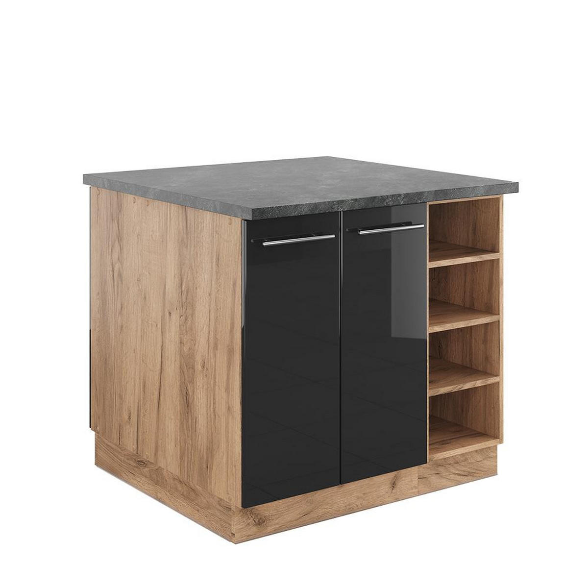 KÜCHENINSEL Fame-Line Anthrazit Hochglanz/Goldkraft Eiche 90 cm ohne Arbeitsplatte - Eichefarben/Anthrazit, Holzwerkstoff (90/82/81.6cm) - Vicco