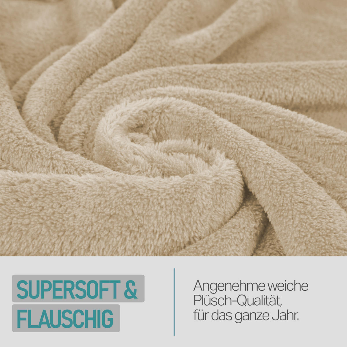 KUSCHELDECKE MIT ÄRMELN 130 x 180 cm Beige - Beige, Textil (180/130cm)