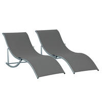 SONNENLIEGE DE-07654 2er-Set, S-Form, klappbar, Aluminium Dunkelgrau - Dunkelgrau, Metall (61/63/165cm) - ComfortXL
