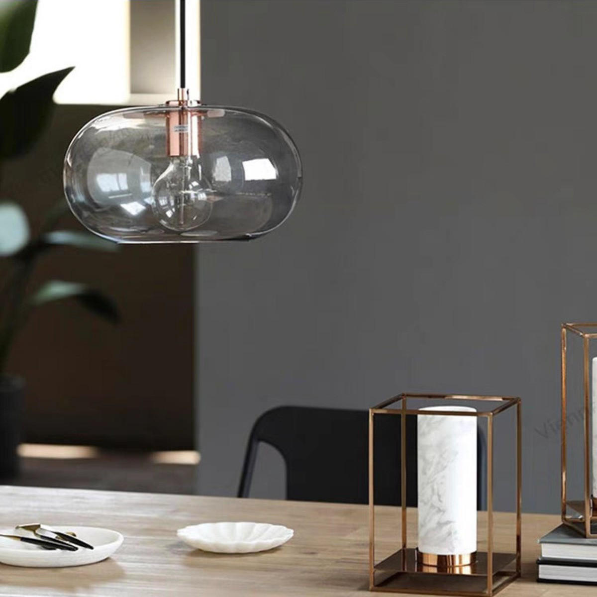 LED-HÄNGELEUCHTE Grau 4W 25/25/18-150 cm - Grau, Glas (30/30/15cm) - Authentics