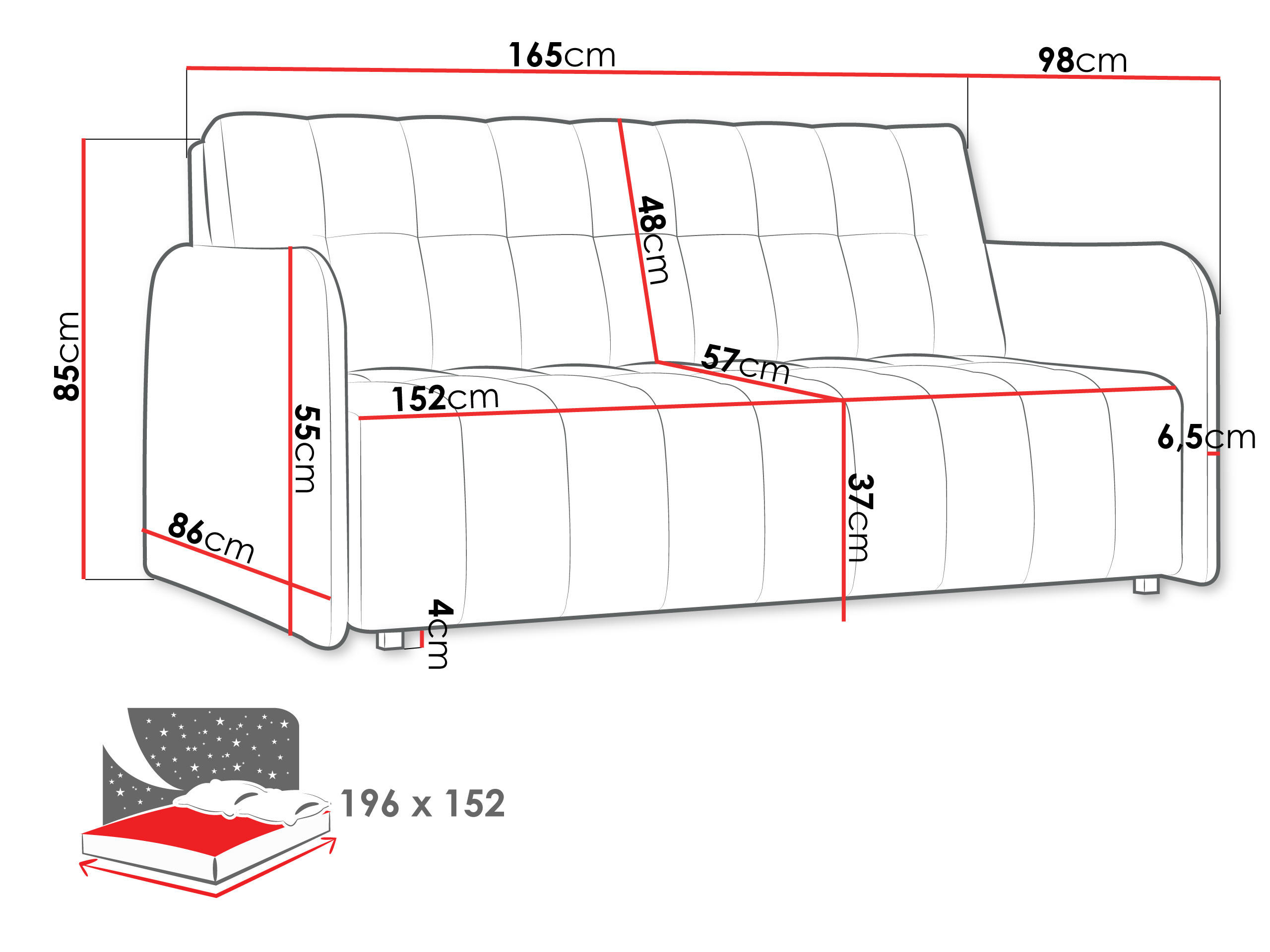 Thumbnail - Mirjan24 Schlafsofa, Smaragdgrün, Textil, Kiefer, 4-Sitzer, Rechteckig, 165x85x95 cm, Wohnzimmer, Sofas & Couches, Schla...