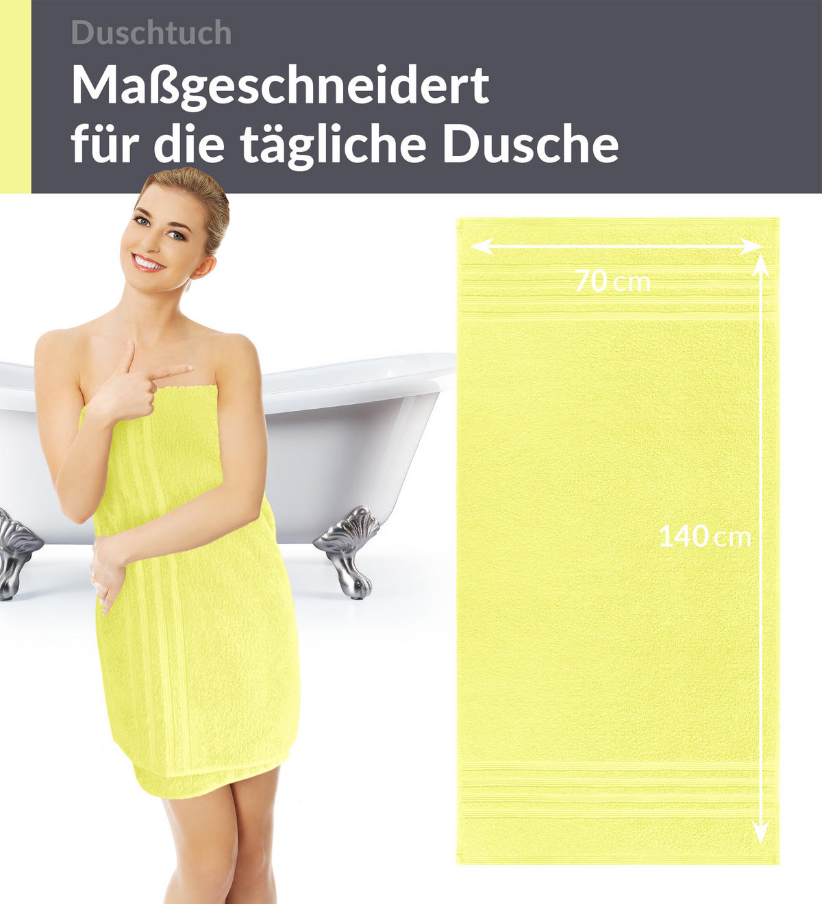 DUSCHTUCH London Anis Grün 2er Set 70x140 - Hellgelb, Textil (70/140cm) - Lashuma