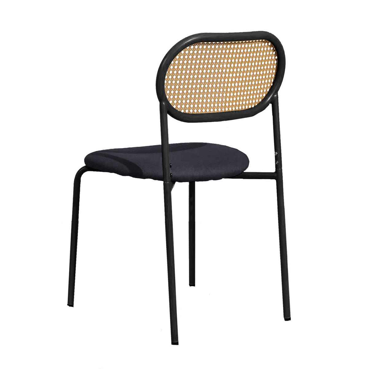 ESSZIMMERSTÜHLE 2er-Set, Rattan und Metallbeine, Schwarz - Schwarz, Holz (44.5/80.5/48cm)