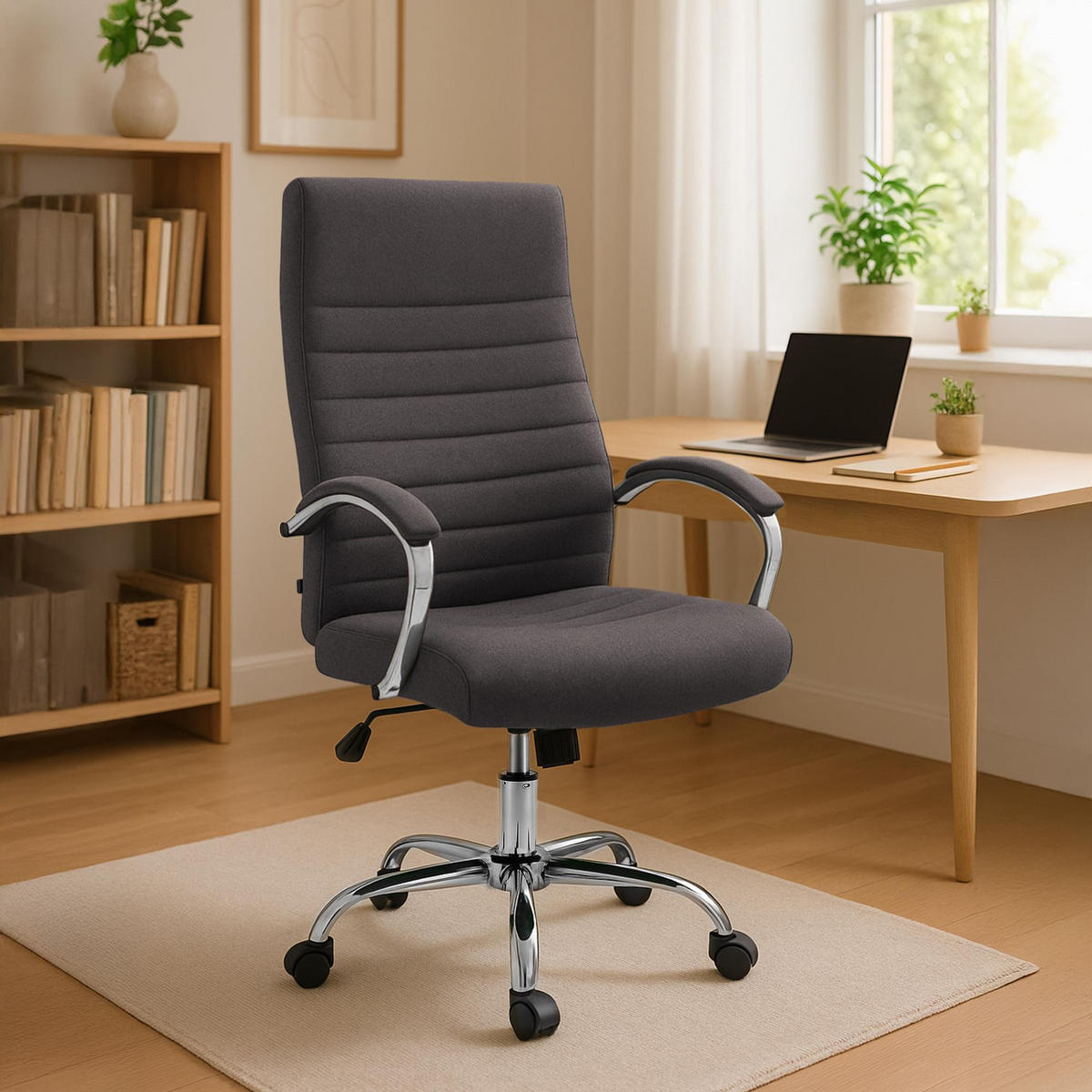CHEFSESSEL Stoff Dunkelgrau - Dunkelgrau, Textil/Metall (60/110/68cm) - CLP
