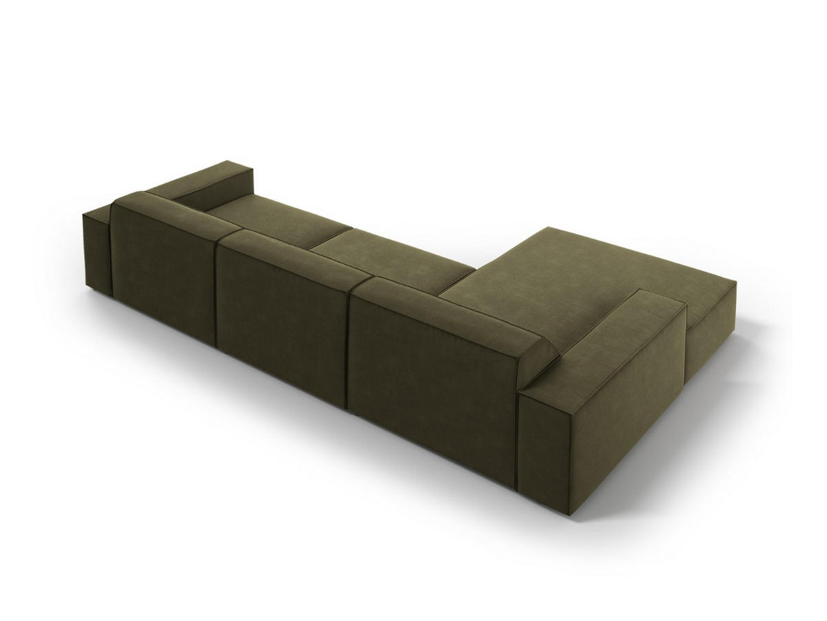 ECKSOFA links Jodie aus Samt grün 4 Sitzplätze - Grün, Textil (166/284cm) - Micadoni