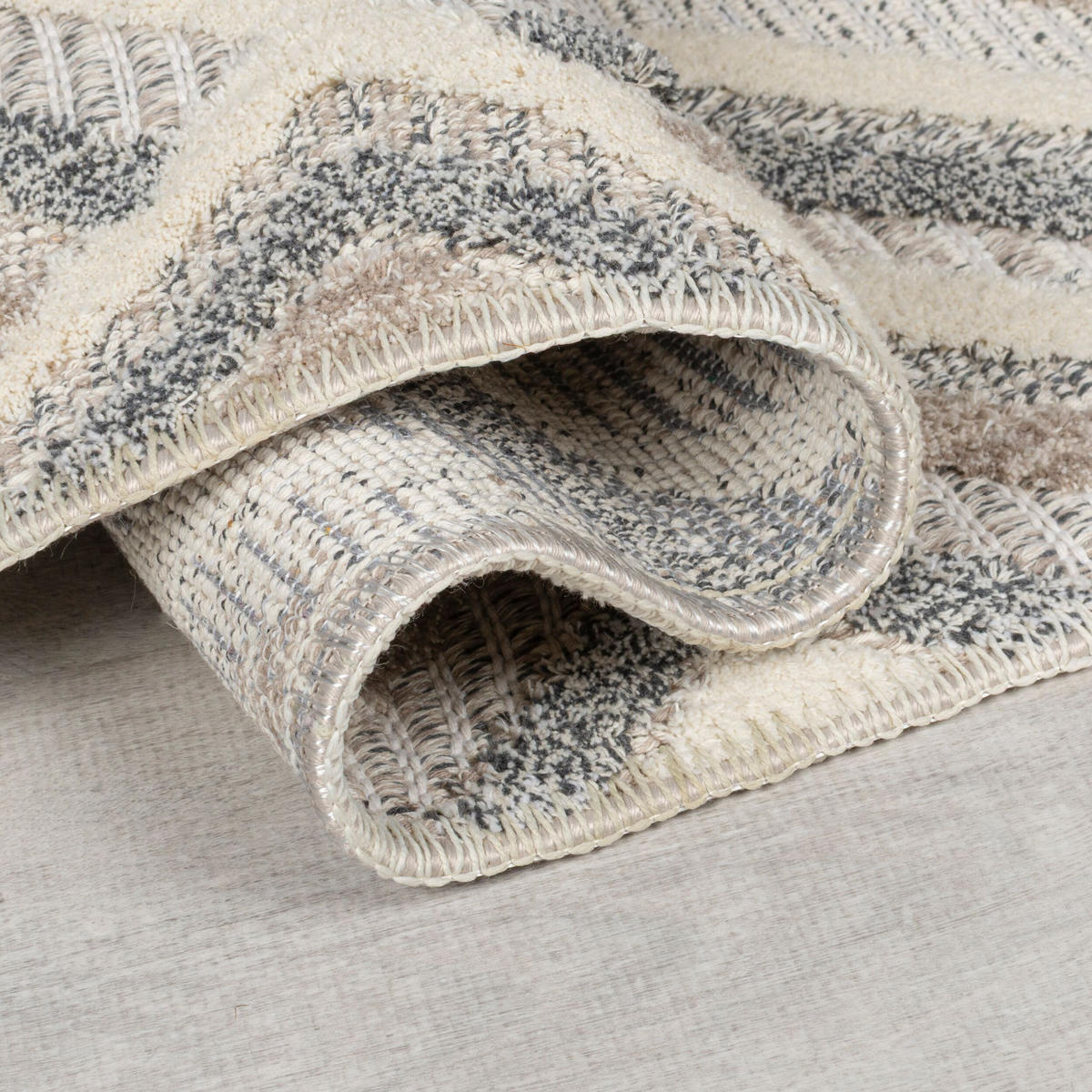 TEPPICH Waschbar RIDGE, geometrisch, Grau-Beige, 78 x 150 cm - Beige, Textil (78/150cm) - KADIMA DESIGN