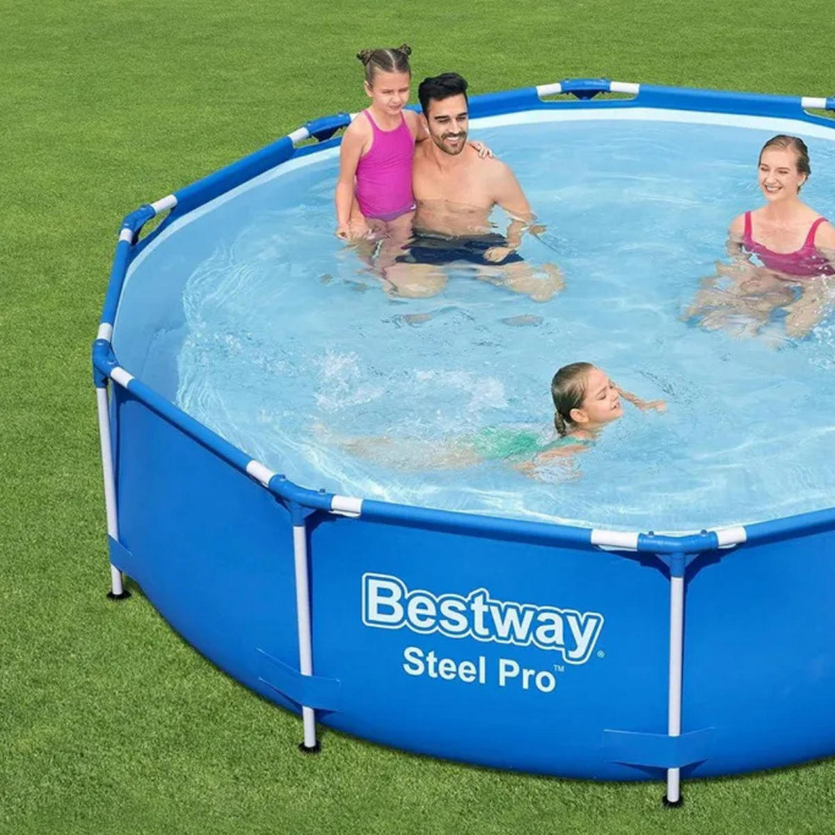 FRAMEPOOL, Rund, 305x76 cm, Aufstellpool, Komplettset, Familienpool, Gartenpool, Planschbecken, groß, robust, Sommerpool, Outdoor, ohne Pumpe - Blau, Kunststoff (305/76/305cm) - Bestway