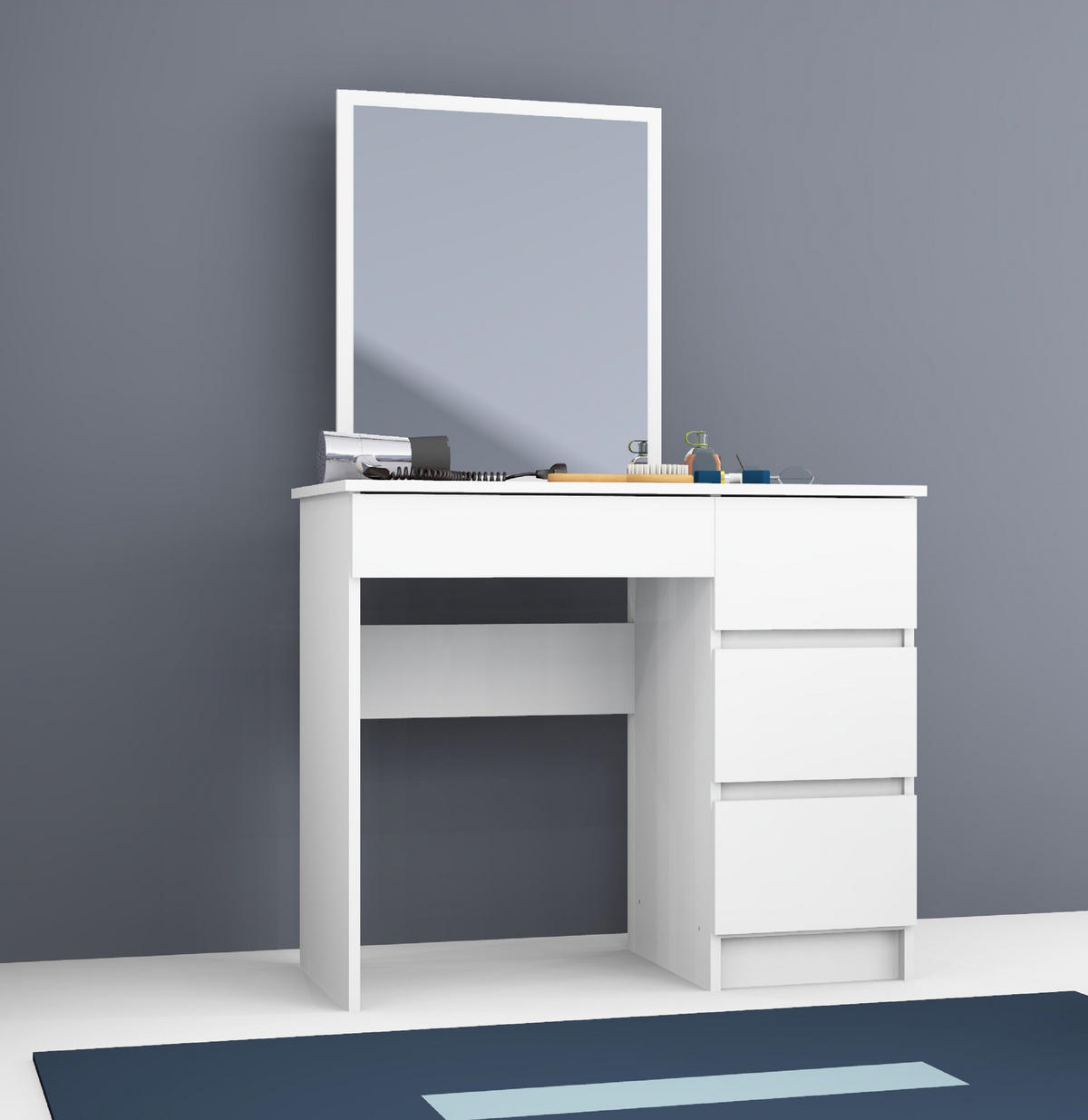 KOZMETIČNA MIZA s ogledalom - bela, leseni material (90/142/50cm) - RAUMHIRSCH FURNITURE