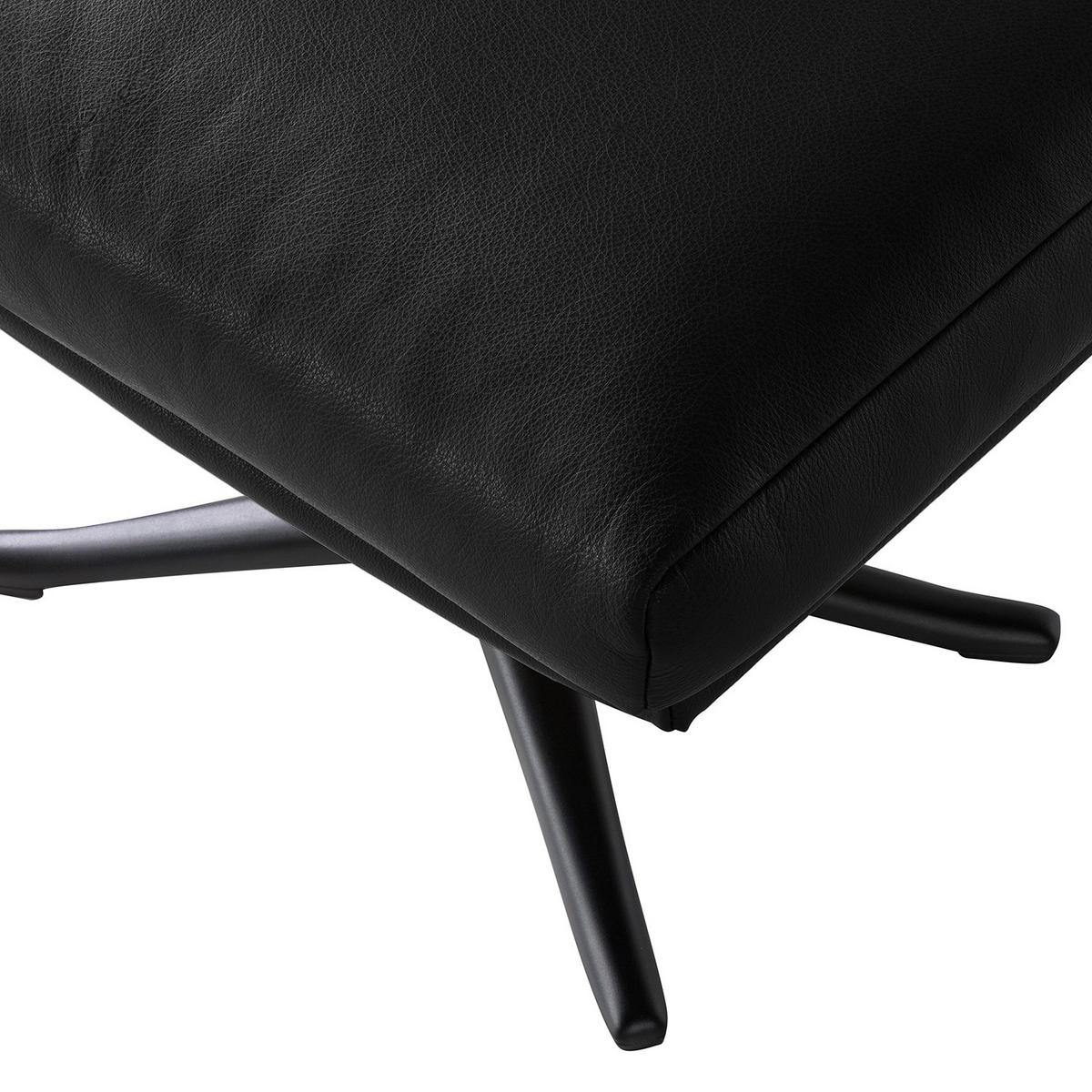 HOCKER mit Kreuzfuß - Schwarz, Leder/Metall (54/41/41cm) - home24