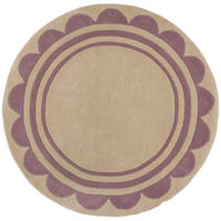 WOLLTEPPICH Grafisches Muster, Rahmen, Wohnzimmer schmutzabweisend Lila-Beige Rund 120x120 - Lila, Textil (120/120cm) - KADIMA DESIGN