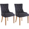 WOHNZIMMERSTUHL 2er Set Stoff schwarz - Schwarz/Naturfarben, Holz/Textil (55/92/58cm) - CLP