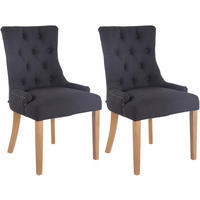 WOHNZIMMERSTUHL 2er Set Stoff schwarz - Schwarz/Naturfarben, Holz/Textil (55/92/58cm) - CLP