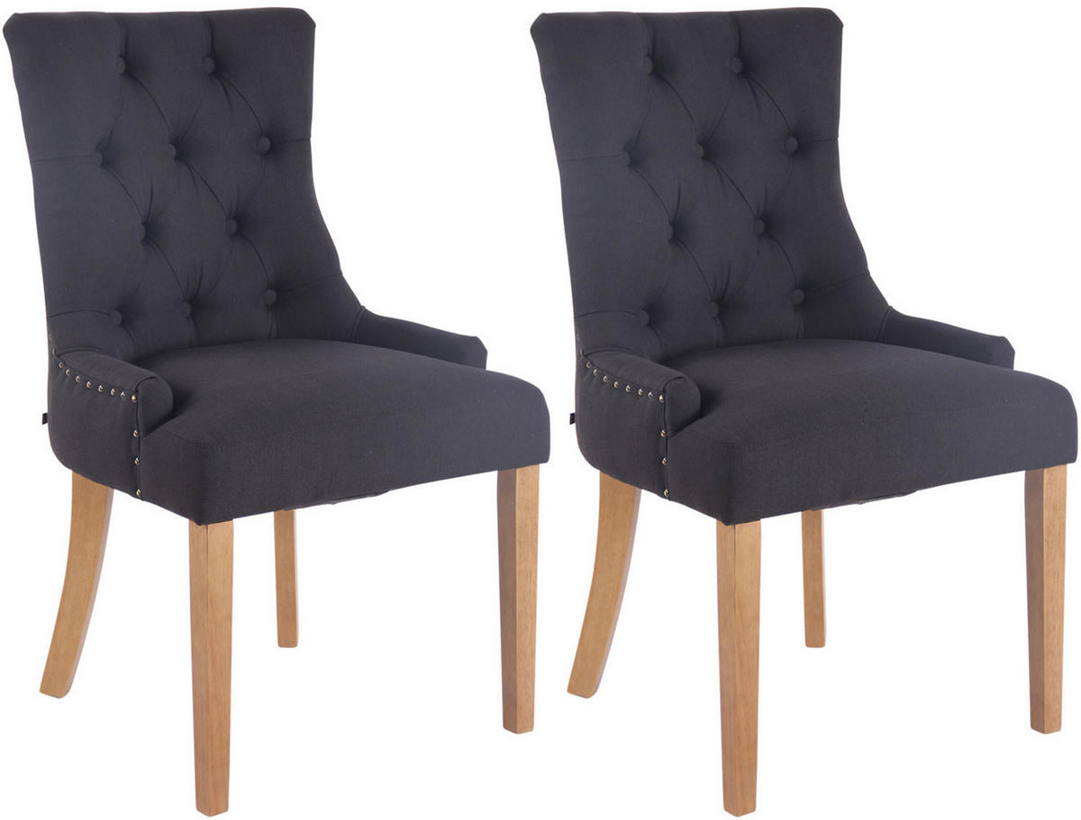 WOHNZIMMERSTUHL 2er Set Stoff schwarz - Schwarz/Naturfarben, Holz/Textil (55/92/58cm) - CLP