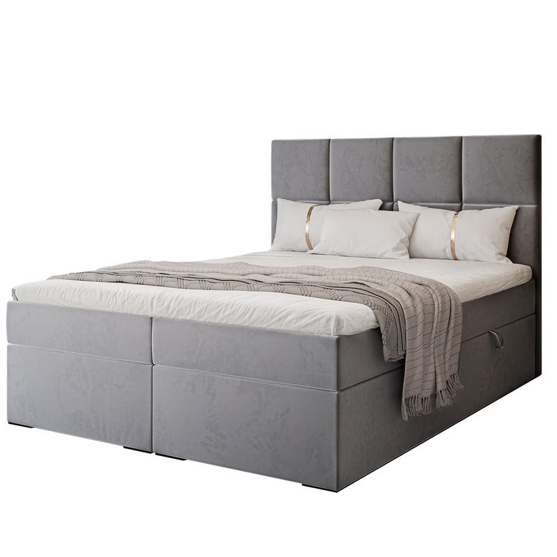 BOXBETT MAGNUS 120/200 cm mit Matratze und Topper, Hellgrau - Hellgrau, Textil (120/200cm) - Idohome