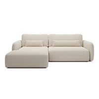 ECKSOFA ATTO Beige Jersey mit Schlaffunktion - Beige, Holz (243/163cm) - MASSENO