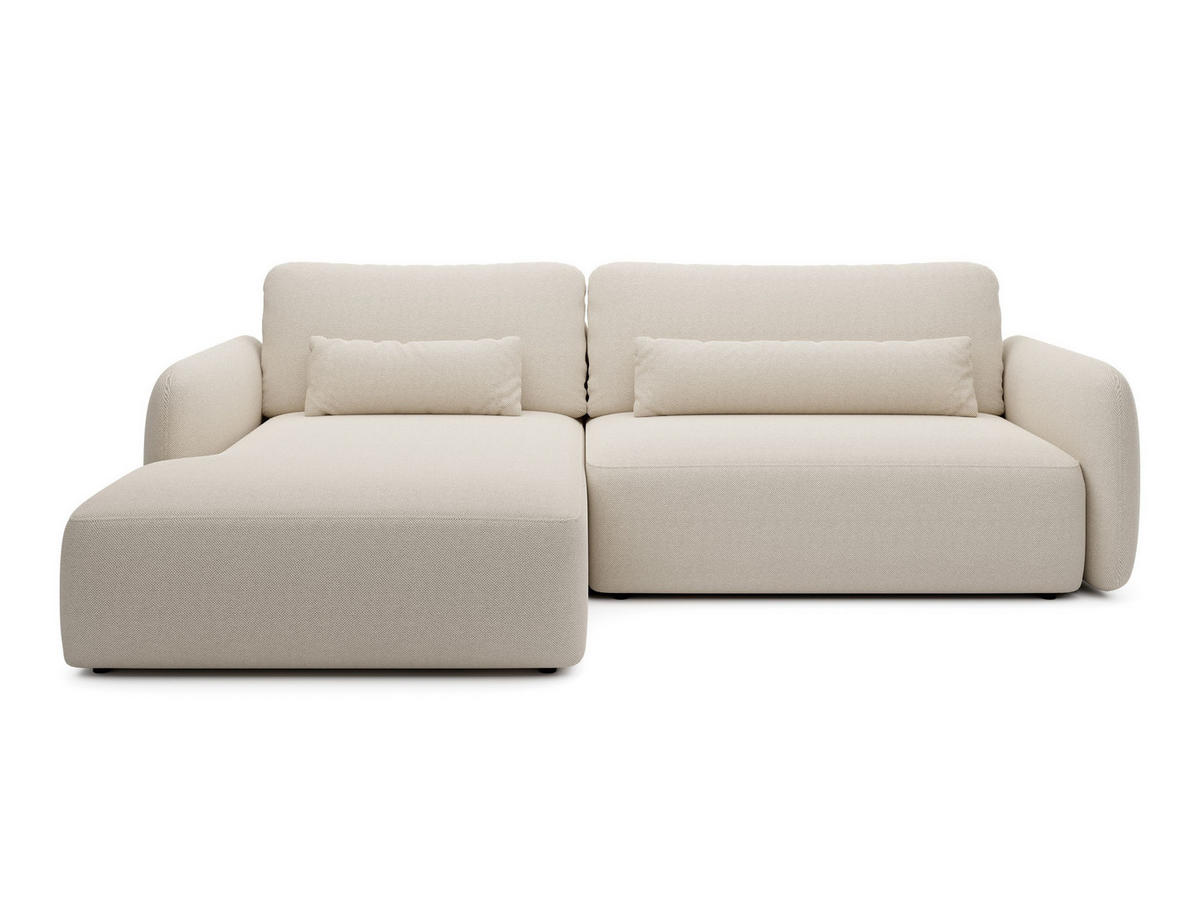 ECKSOFA ATTO Beige Jersey mit Schlaffunktion - Beige, Holz (243/163cm) - MASSENO