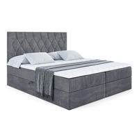 BOXBETT mit H4-Matratze und Lattenrost - VELANTO-BZ - 180x200 Schwarz Hochglanz - Dunkelgrau, Holzwerkstoff (180/200cm) - ALTDECOR