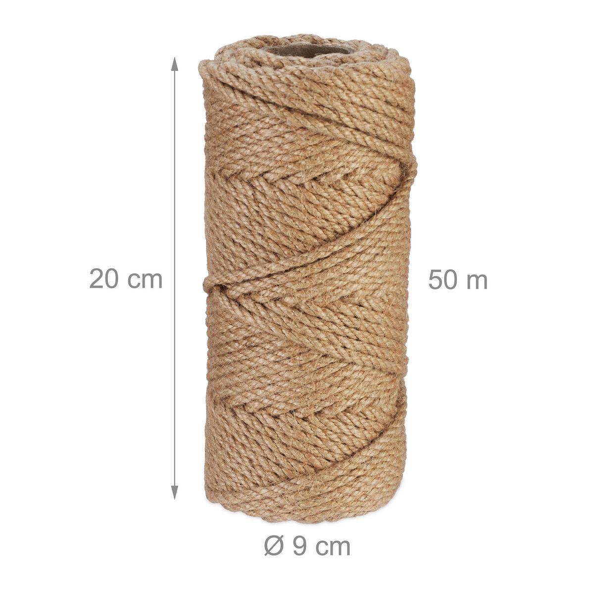 2XJUTESCHNUR - Hellbraun, Textil (9/9/20cm) - Relaxdays