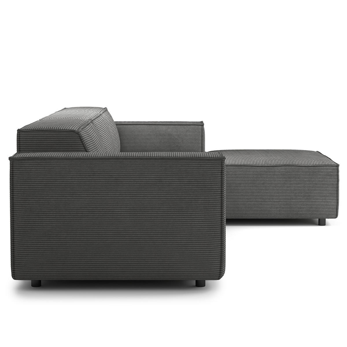 ECKSOFA mit Longchair - Anthrazit/Schwarz, Kunststoff/Textil (294/177cm) - home24