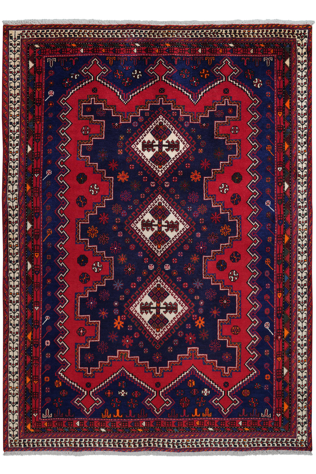 TEPPICH Afshar Blau 232/165 cm Schurwolle - Blau, Textil (165/232cm) - Looma