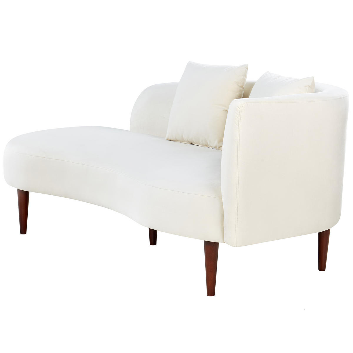 CHAISELONGUE Samtstoff creme rechtsseitig Chaumont - Dunkelbraun/Weiß, Textil (168/75/66cm) - Beliani
