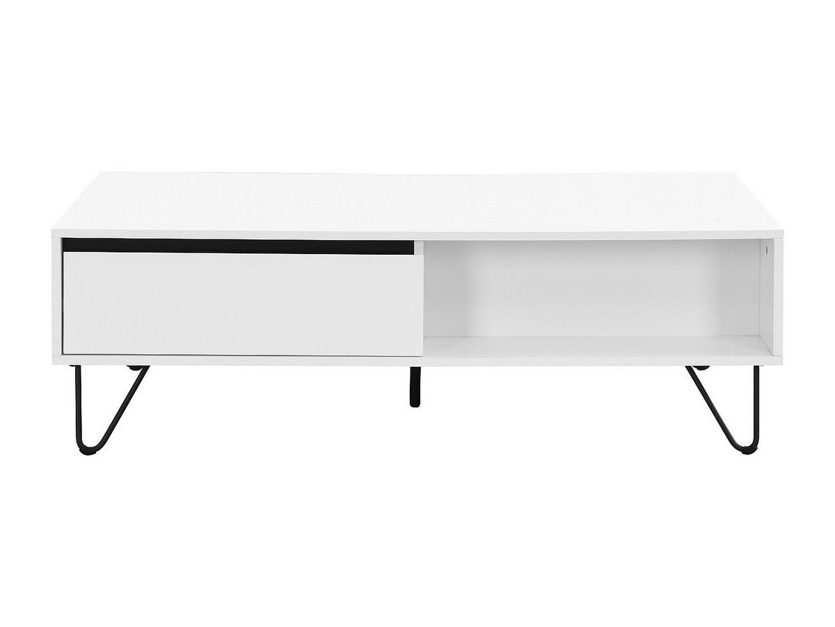 COUCHTISCH mit 2 Schubladen & 2 Ablagefächern - MDF & Stahl - Weiß & Schwarz - ABUJA - Weiß, Holz (60/120/38cm) - Pascal Morabito