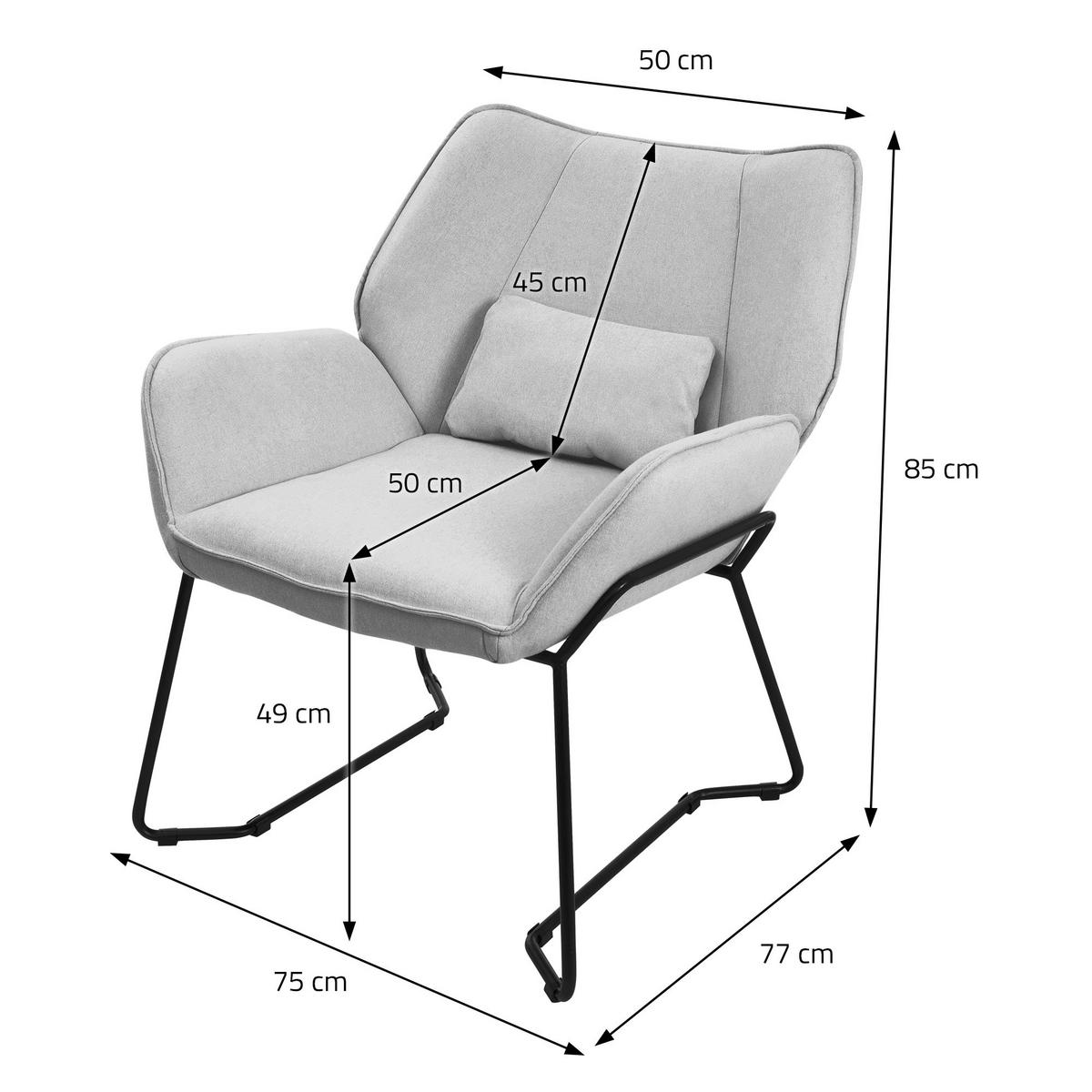 RELAXSESSEL Leinen Hellgrau - Hellgrau, Metall (77/85/75cm) - ML-DESIGN