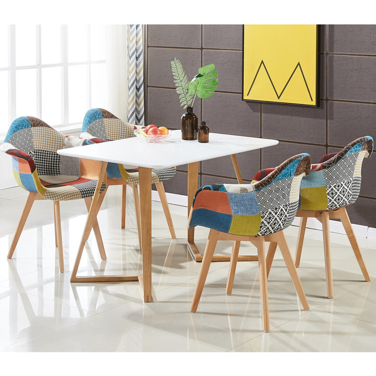 ESSZIMMERSTUHL Stoff 8-teilig Mehrfarbig - Multicolor, Holz (47/83/42cm) - Life Interiors