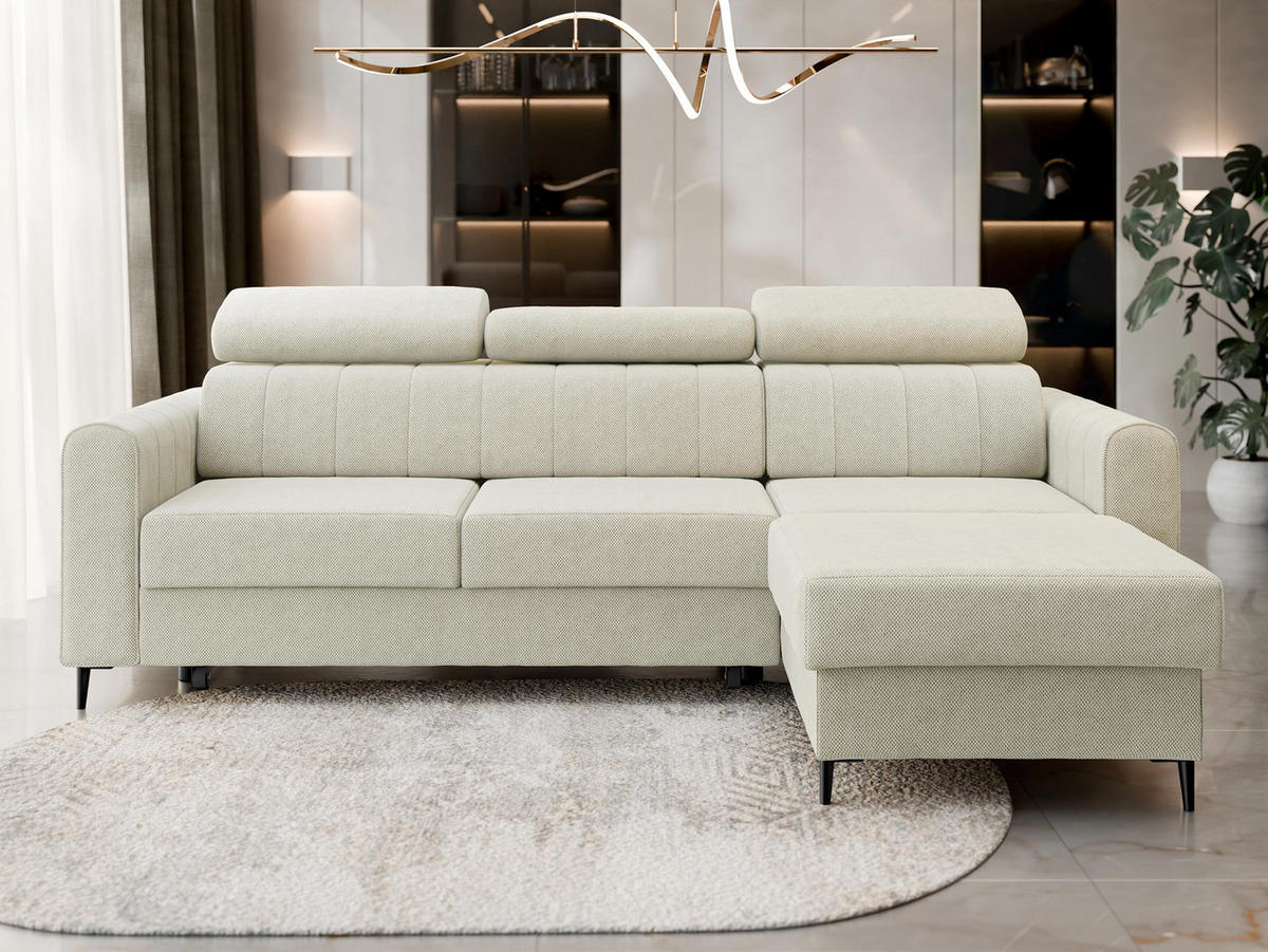 ECKSOFA Toronto III - Creme/Schwarz, Holz/Kunststoff (250/169cm) - MIRJAN24