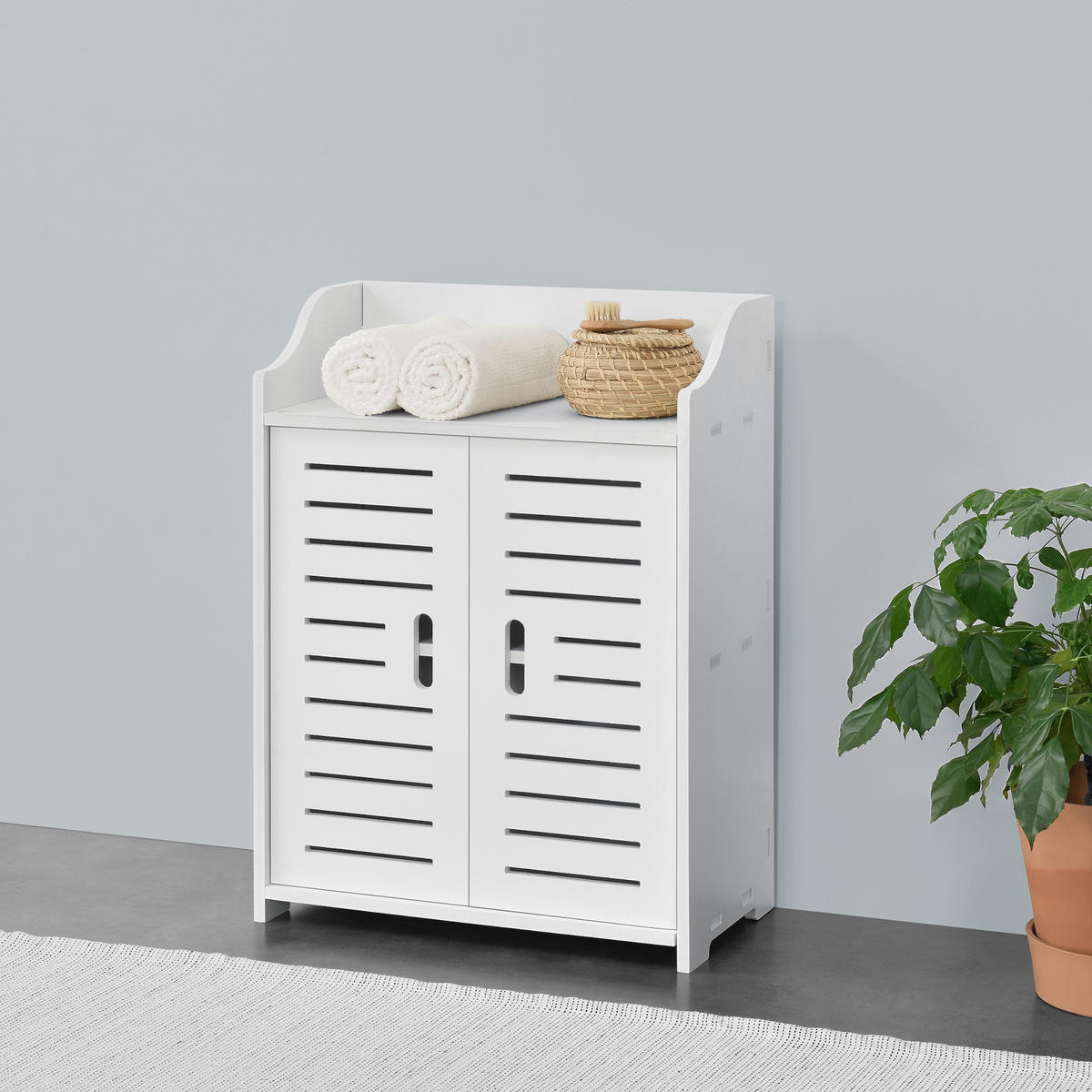 BADEZIMMERSCHRANK Trosa - Weiß, Kunststoff (45/62/25cm) - [en.casa]