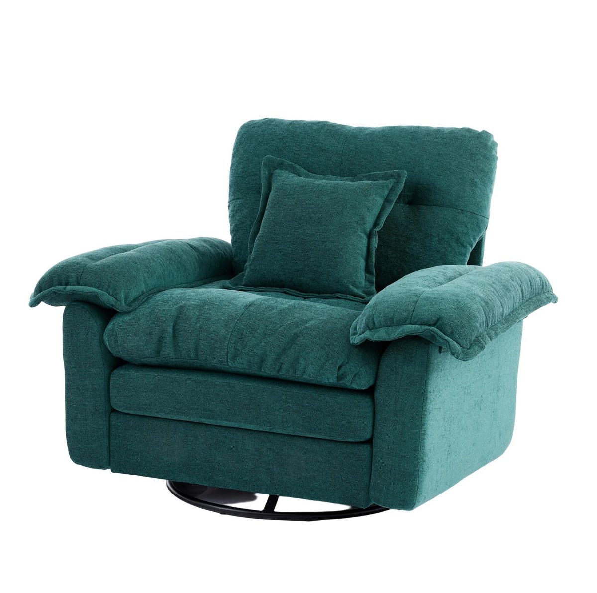 SESSEL in Grün mit 360°-Drehfunktion aus Chenille,84/116/96 cm - Grün, Textil (84/96/116cm) - Flora Grace