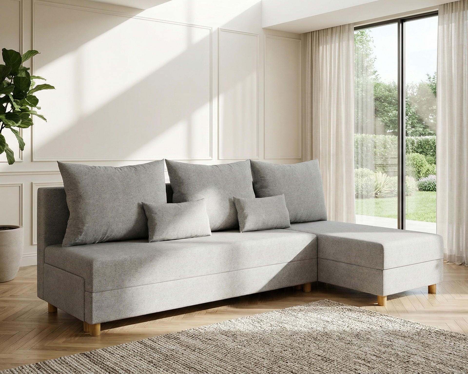 ECKSOFA Lellice L-Form- links oder rechts montierbar, grau - Hellgrau, Holz (214/122cm) - Homesy
