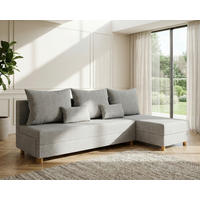 ECKSOFA Lellice L-Form- links oder rechts montierbar, grau - Hellgrau, Holz (214/122cm) - Homesy