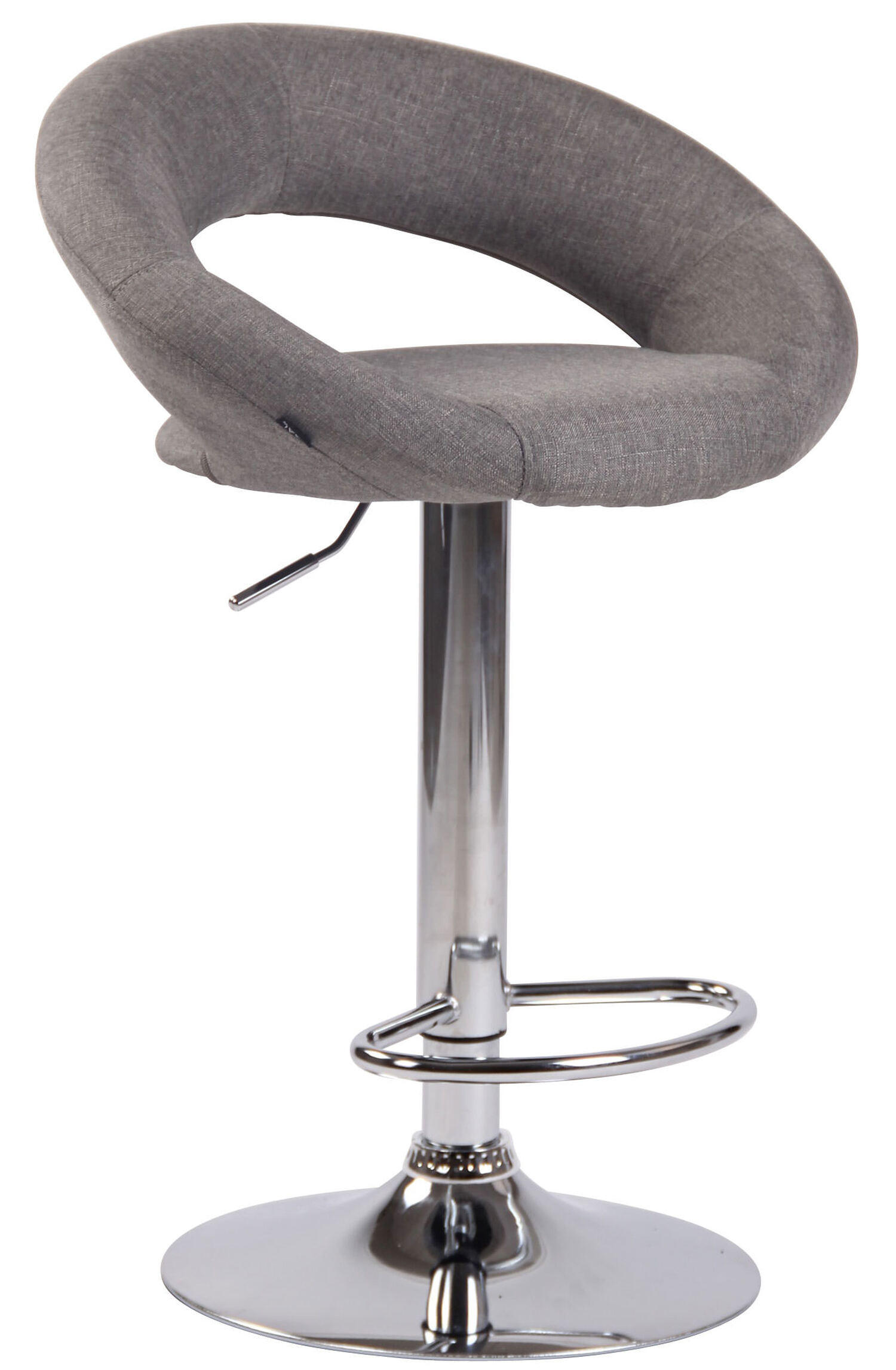 BARHOCKER Olin, Gestell Metall in Chromoptik, Stoff Grau - Chromfarben/Grau, Textil/Metall (53/100/47cm) - TPFLiving