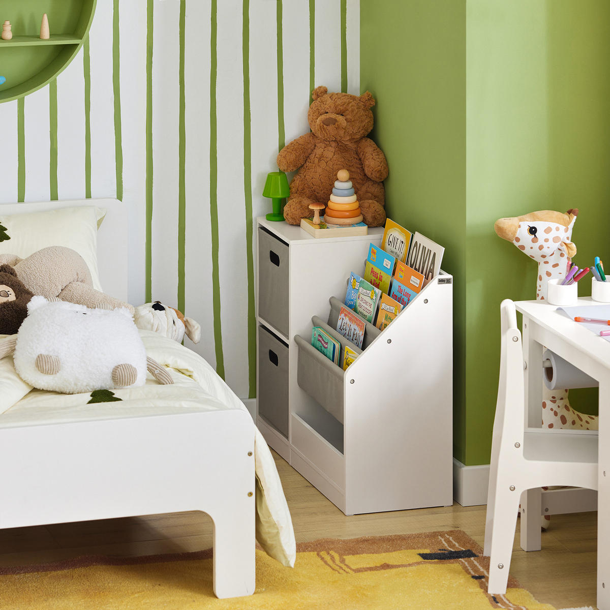 KINDERREGAL mit Boxen Weiß - Weiß/Grau, Holzwerkstoff (80/61/30cm) - SoBuy