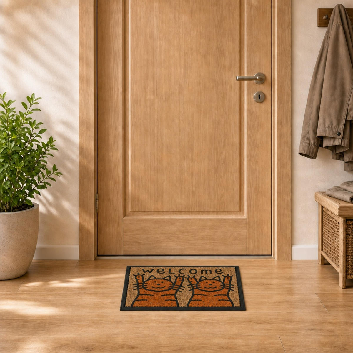 ROHOŽKA Přírodní Oranžová Černá kokosové vlákno 60x40 cm - různobarevná, textil/plast (60/40cm) - Relaxdays