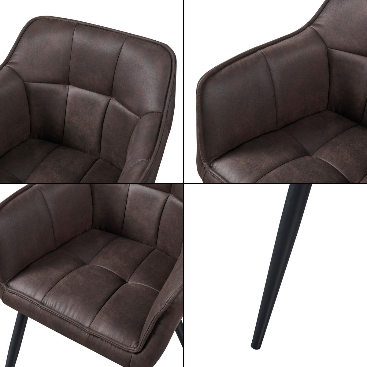 ARMLEHNSTUHL Birmingham - Dunkelbraun/Schwarz, Textil/Metall (57/81/53cm) - [en.casa]