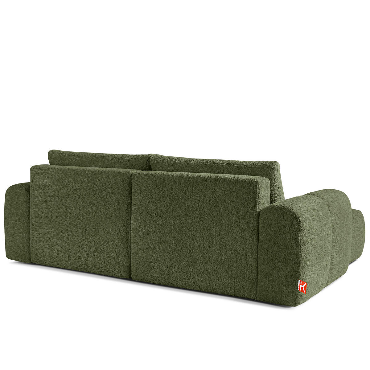 ECKSOFA RECHTS RAVIA, Bouclé, Olivgrün - Olivgrün, Holz/Textil (256/104cm) - KONSIMO®
