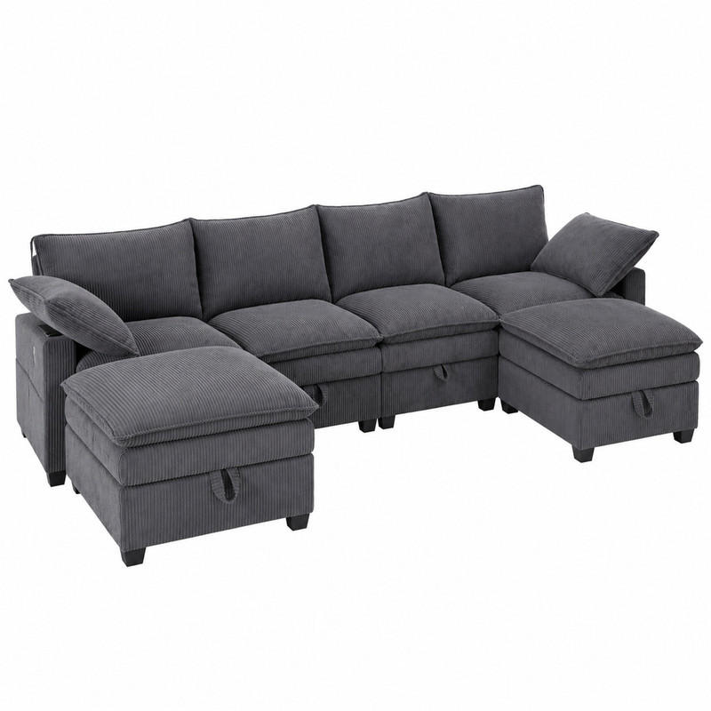 Meubliv Sofa Grau 151x82x280 cm